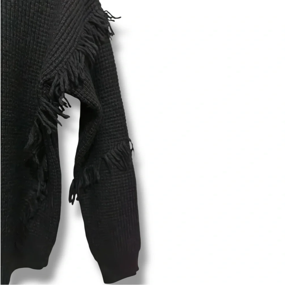 194 Michael Kors | NWOT Black Fringe Knit Sweater (Size S )
